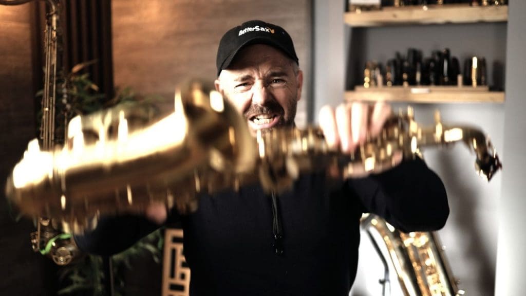 Jay Metcalf breaking his saxophone in frustration