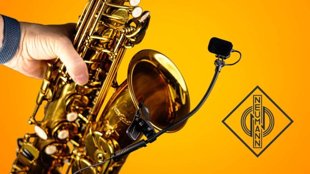 BetterSax alto with Neumann clip on mic attached.